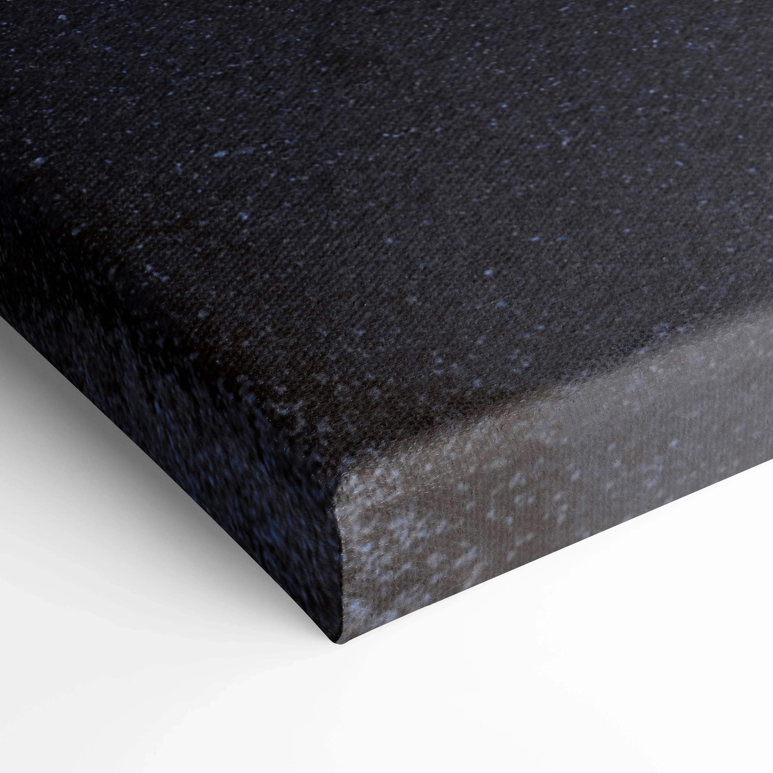 Close-up of textured black canvas corner showcasing premium museum-quality wall art finish.
