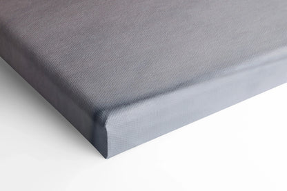 Close-up of stretched canvas edge on Yamaha R6 motorcycle vertical wall art print.