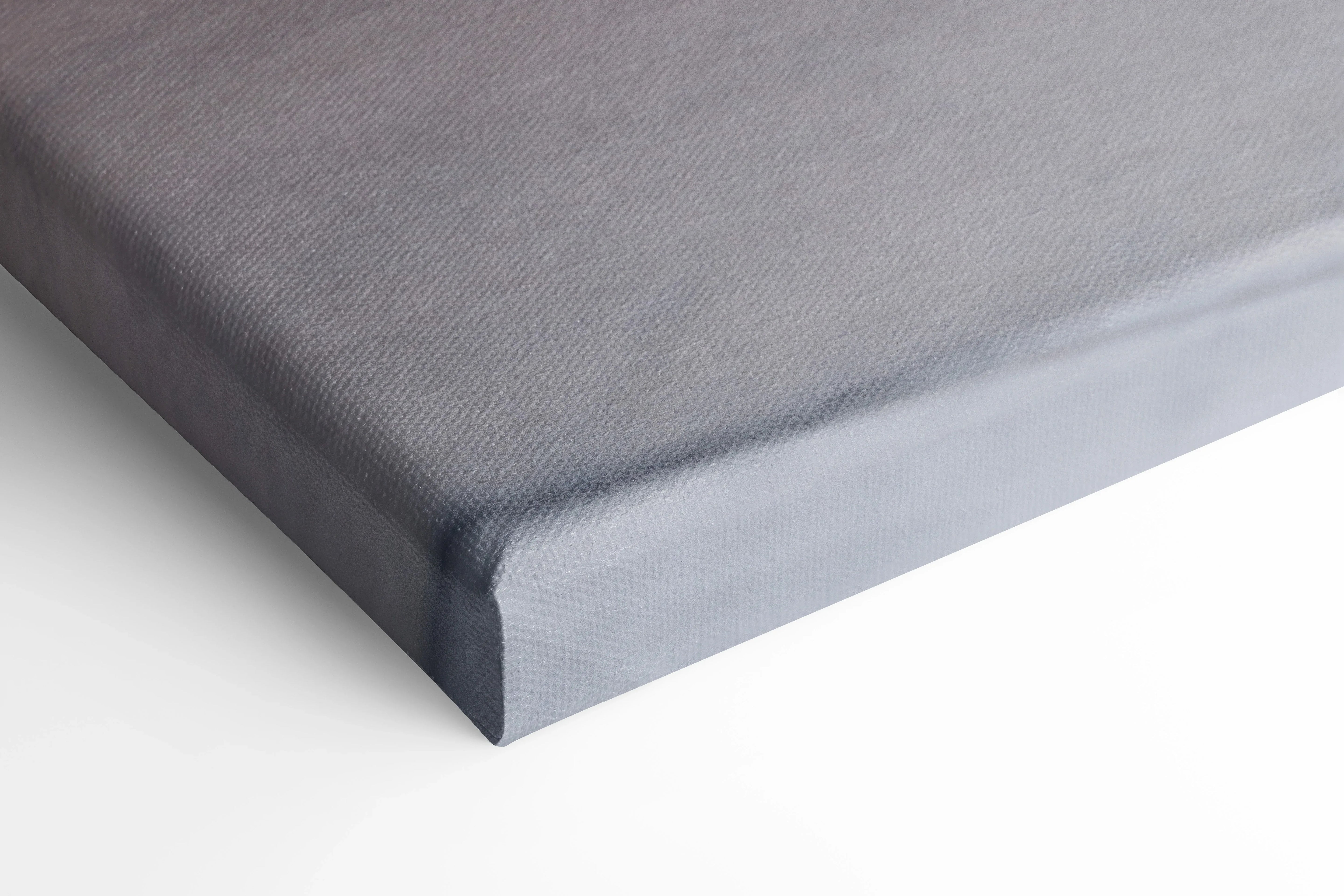 Close-up of stretched canvas edge on Yamaha R6 motorcycle vertical wall art print.