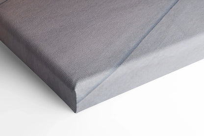 Close-up of gray stretched canvas edge showcasing smooth texture, ideal for wall art or canvas art display.