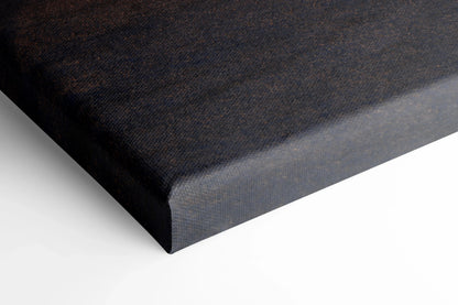 Black canvas corner with finely textured surface and wrapped edges for wall art canvas print.