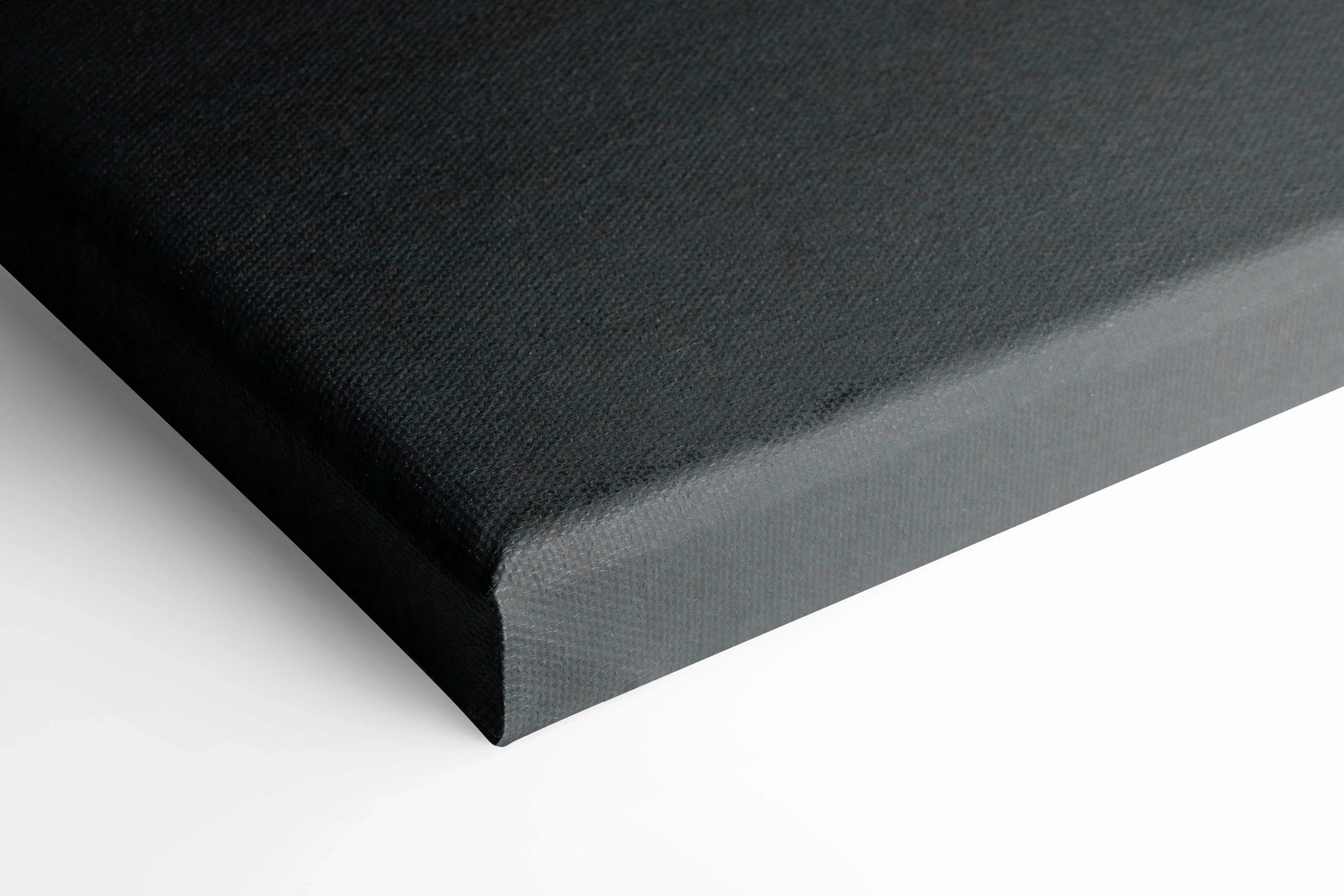 Black canvas wrap showing detailed texture and clean edges for premium canvas wall art.