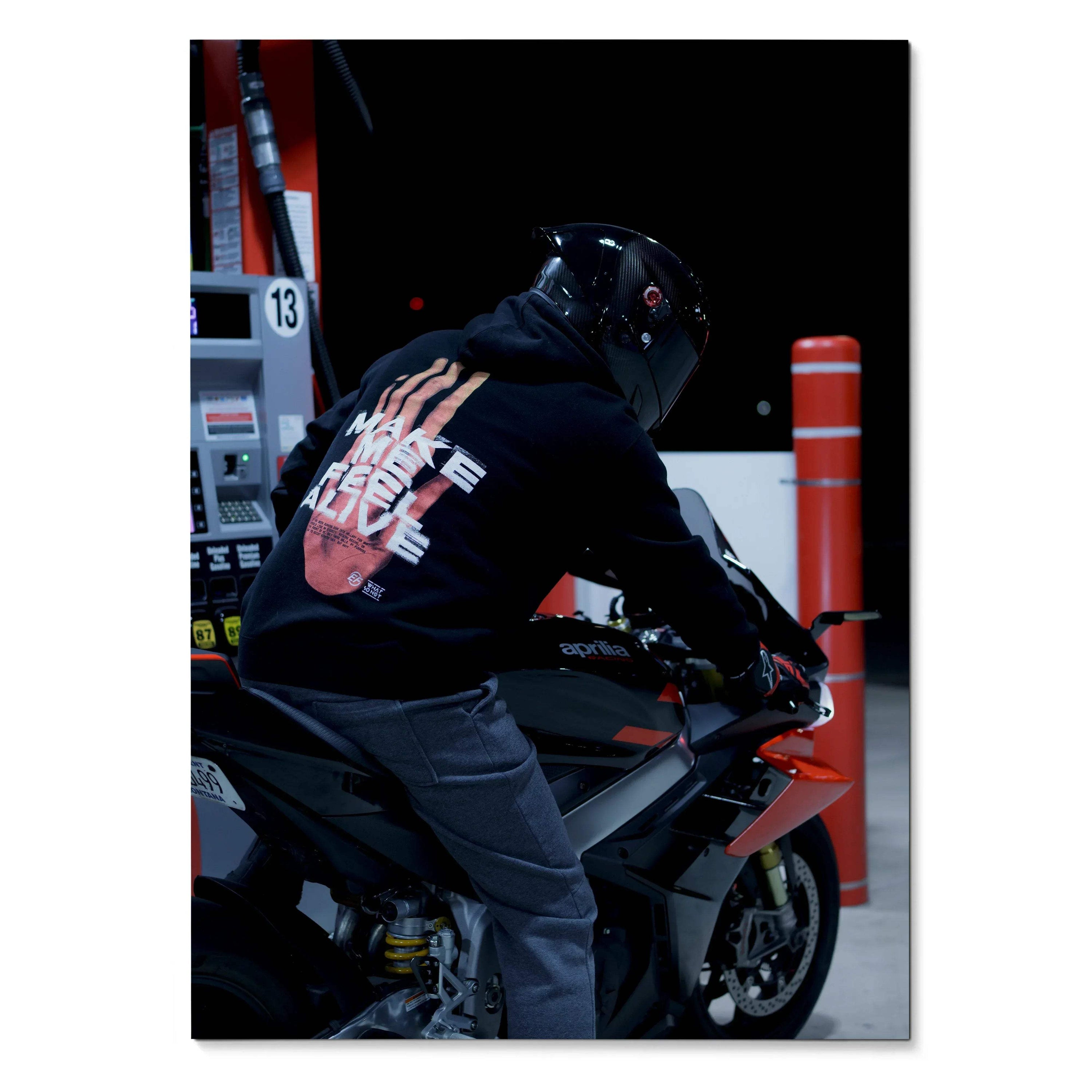 Biker Poster #092 - Male | Shark Aeron GP Helmet | Aprilia RSV4 Motorcycle - Throttle Designs
