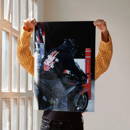 Biker Poster #092 - Male | Shark Aeron GP Helmet | Aprilia RSV4 Motorcycle - Throttle Designs