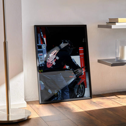 Biker Poster #092 - Male | Shark Aeron GP Helmet | Aprilia RSV4 Motorcycle - Throttle Designs