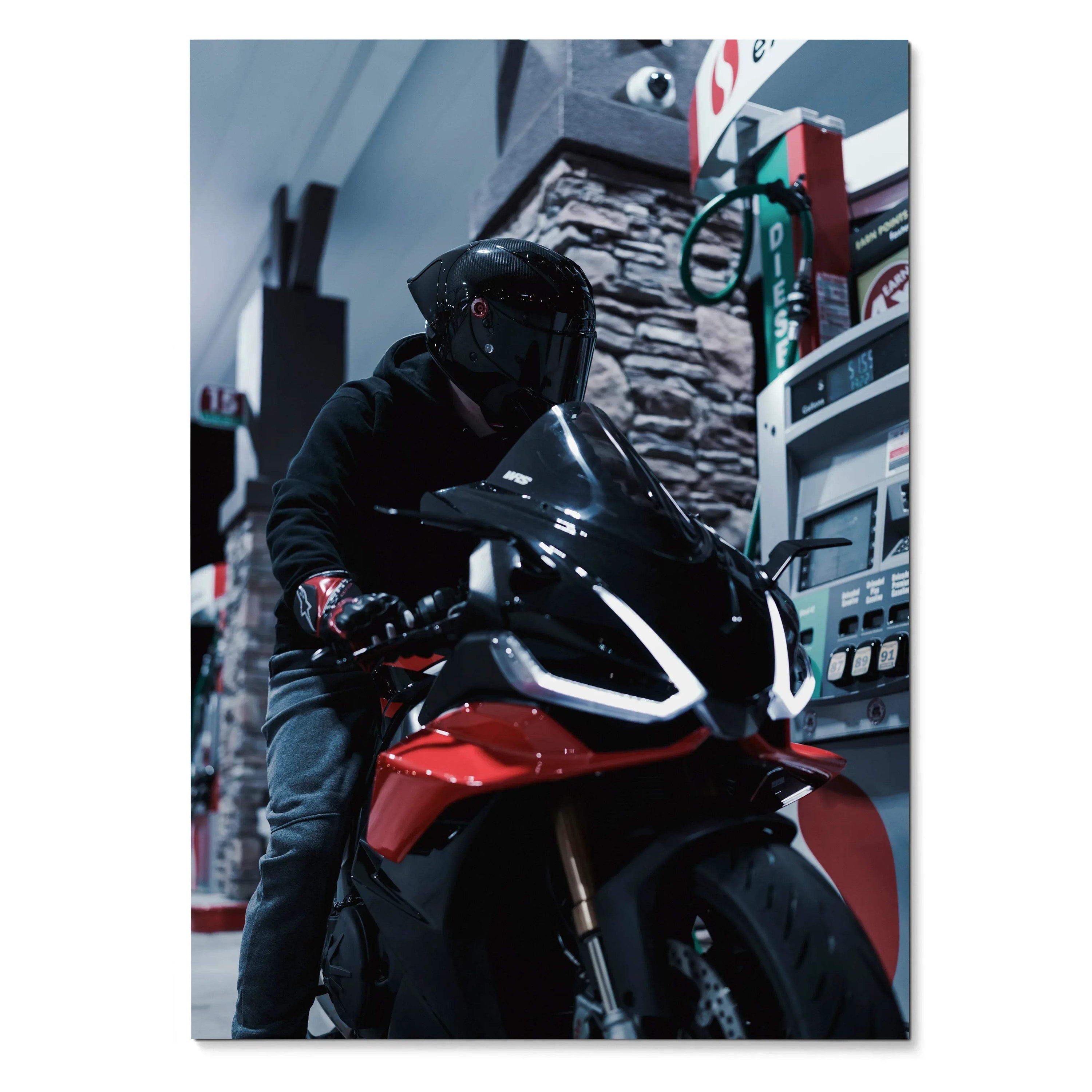 Biker Poster #094 - Male | Shark Aeron GP Helmet | Aprilia RSV4 Motorcycle - Throttle Designs