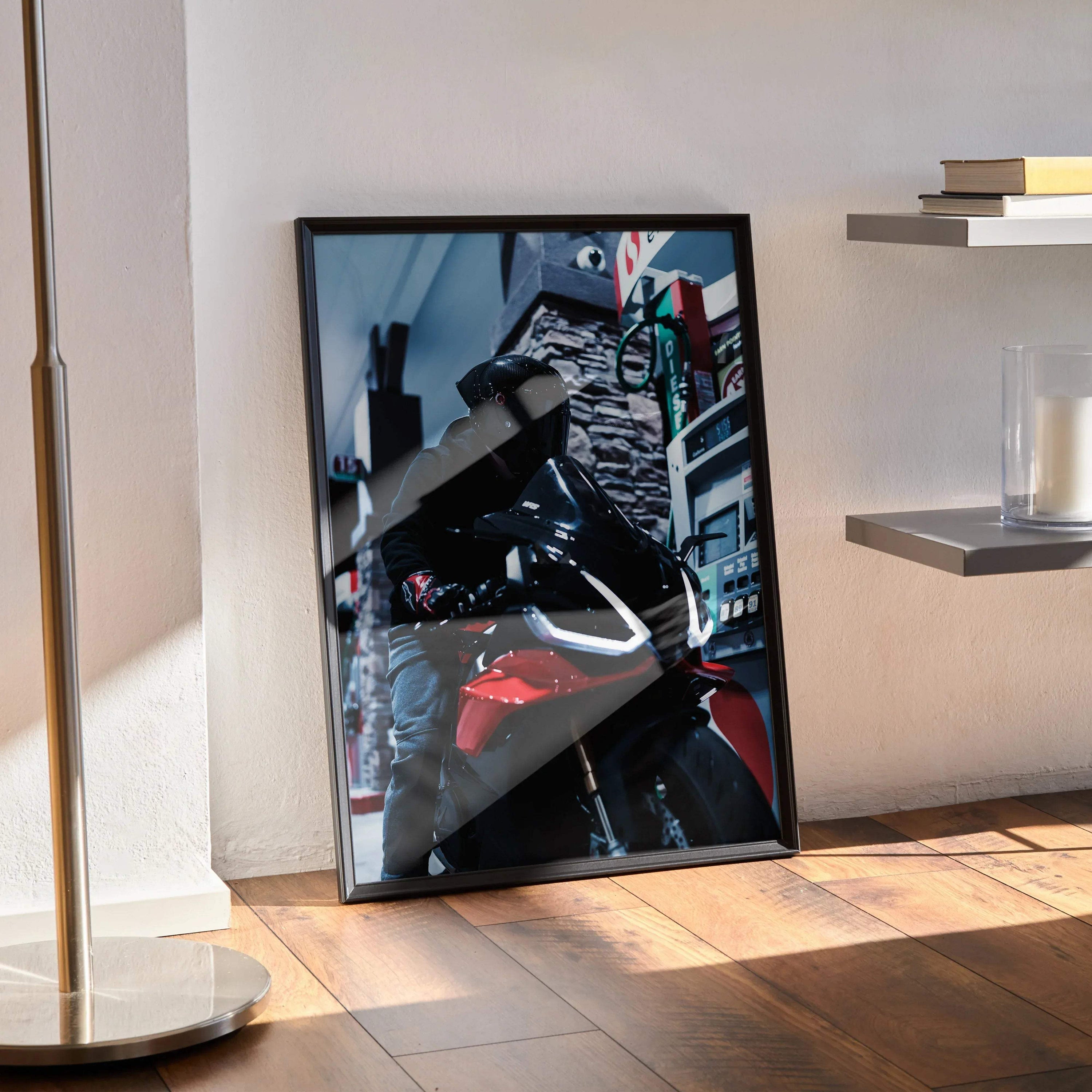 Biker Poster #094 - Male | Shark Aeron GP Helmet | Aprilia RSV4 Motorcycle - Throttle Designs