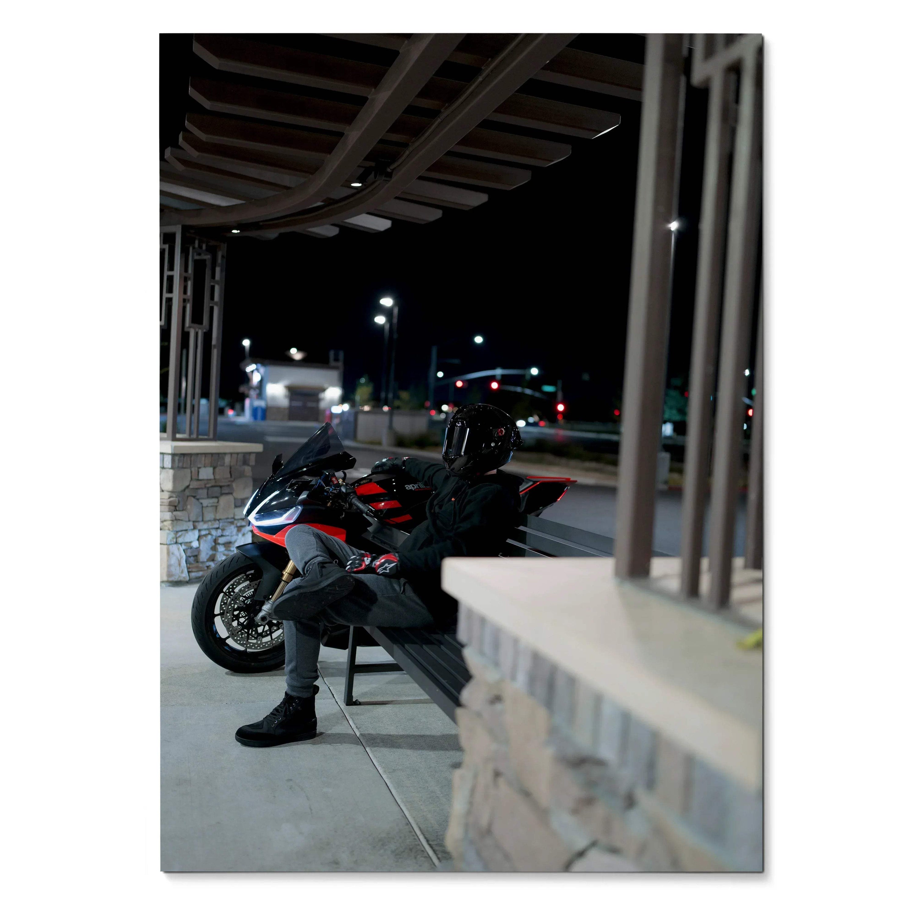 Biker Poster #093 - Male | Shark Aeron GP Helmet | Aprilia RSV4 Motorcycle - Throttle Designs