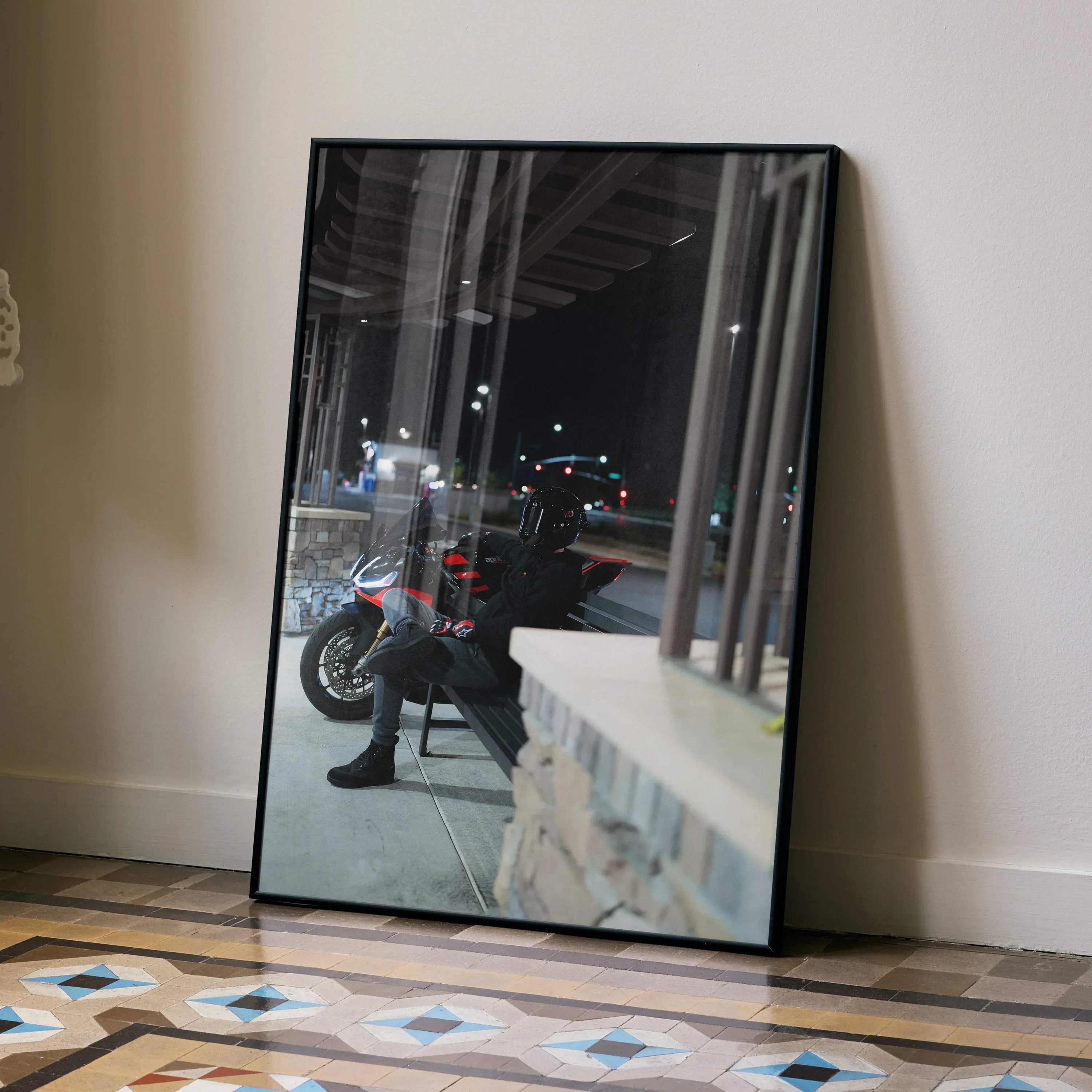 Biker Poster #093 - Male | Shark Aeron GP Helmet | Aprilia RSV4 Motorcycle - Throttle Designs