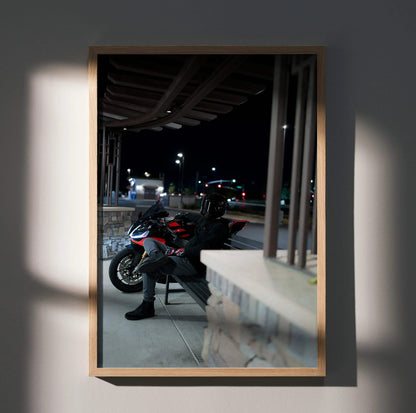 Biker Poster #093 - Male | Shark Aeron GP Helmet | Aprilia RSV4 Motorcycle - Throttle Designs