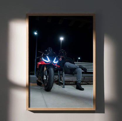 Biker Poster #095 - Male | Shark Aeron GP Helmet | Aprilia RSV4 Motorcycle - Throttle Designs