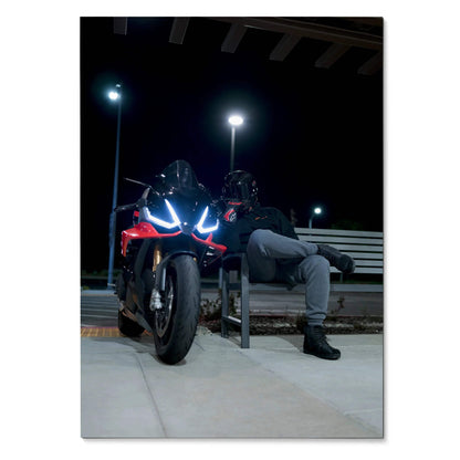 Biker Poster #095 - Male | Shark Aeron GP Helmet | Aprilia RSV4 Motorcycle - Throttle Designs
