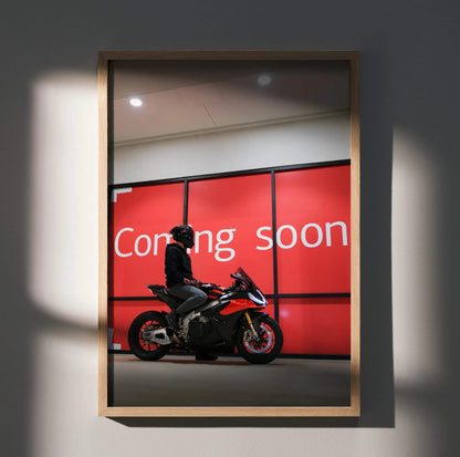 Biker Poster #096 - Male | Shark Aeron GP Helmet | Aprilia RSV4 Motorcycle - Throttle Designs
