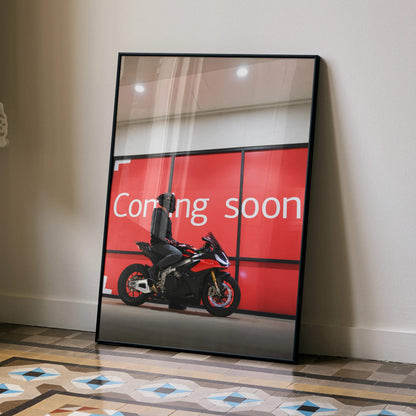 Biker Poster #096 - Male | Shark Aeron GP Helmet | Aprilia RSV4 Motorcycle - Throttle Designs