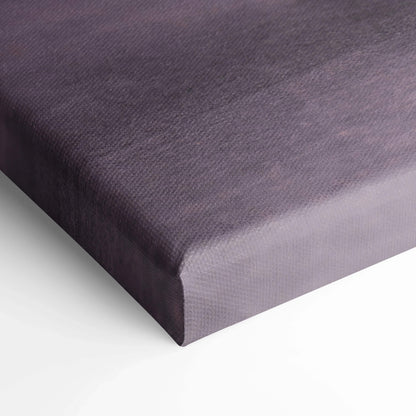 Close-up of wrapped canvas corner with dark textured wall art and gallery-style 1.5" depth.