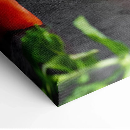 Close-up of vibrant watermelon slice on textured canvas wall art for modern decor.