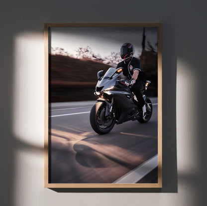 Biker Poster #051 - Male | Nolan X-804 Helmet | Yamaha R6 Motorcycle | Rolling Shot - Throttle Designs