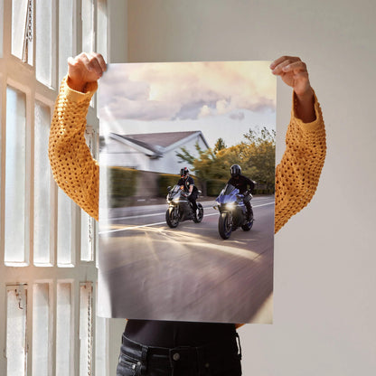 Biker Poster #053 - Male | Yamaha R1 and R6 Motorcycle | Rolling Shot - Throttle Designs