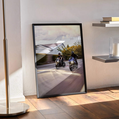 Biker Poster #053 - Male | Yamaha R1 and R6 Motorcycle | Rolling Shot - Throttle Designs