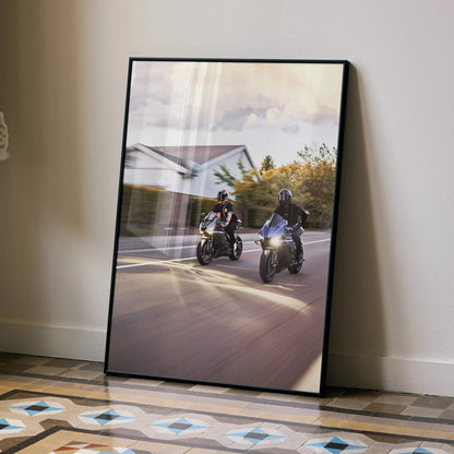Biker Poster #053 - Male | Yamaha R1 and R6 Motorcycle | Rolling Shot - Throttle Designs