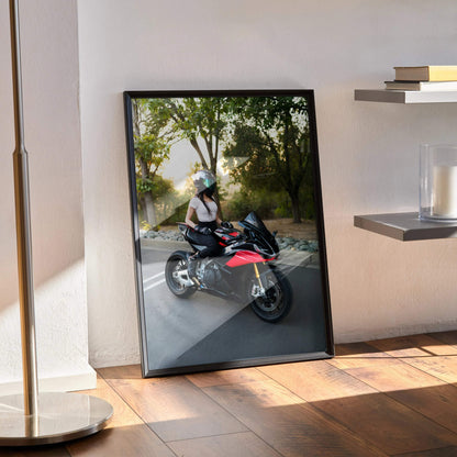 Biker Poster #097 - Female | AGV Pista Helmet | Aprilia RSV4 Motorcycle - Throttle Designs