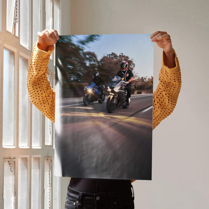 Biker Poster #050 - Male | Yamaha R1 and R6 Motorcycle | Rolling Shot - Throttle Designs