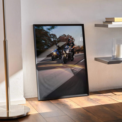 Biker Poster #050 - Male | Yamaha R1 and R6 Motorcycle | Rolling Shot - Throttle Designs
