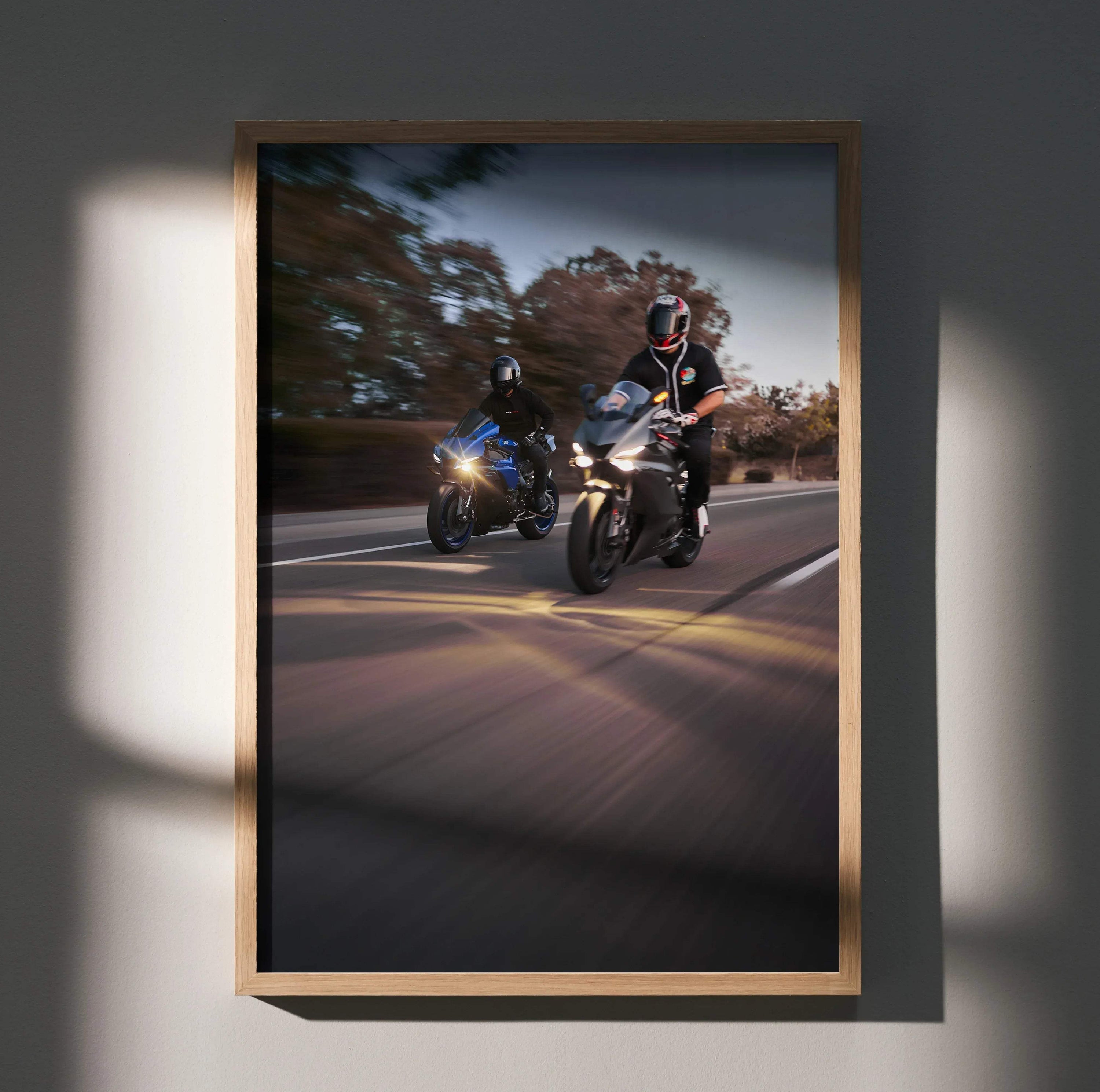 Biker Poster #050 - Male | Yamaha R1 and R6 Motorcycle | Rolling Shot - Throttle Designs