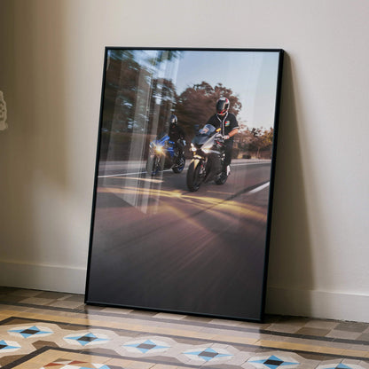 Biker Poster #050 - Male | Yamaha R1 and R6 Motorcycle | Rolling Shot - Throttle Designs