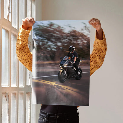Biker Poster #052 - Male | Nolan X-804 Helmet | Yamaha R6 Motorcycle | Rolling Shot - Throttle Designs