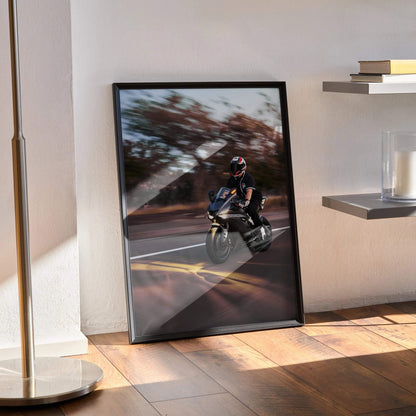 Biker Poster #052 - Male | Nolan X-804 Helmet | Yamaha R6 Motorcycle | Rolling Shot - Throttle Designs