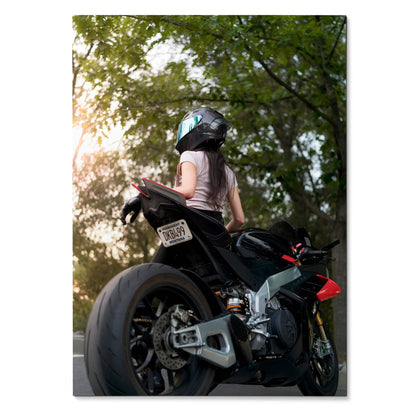 Biker Poster #104 - Female | AGV Pista Helmet | Aprilia RSV4 Motorcycle - Throttle Designs
