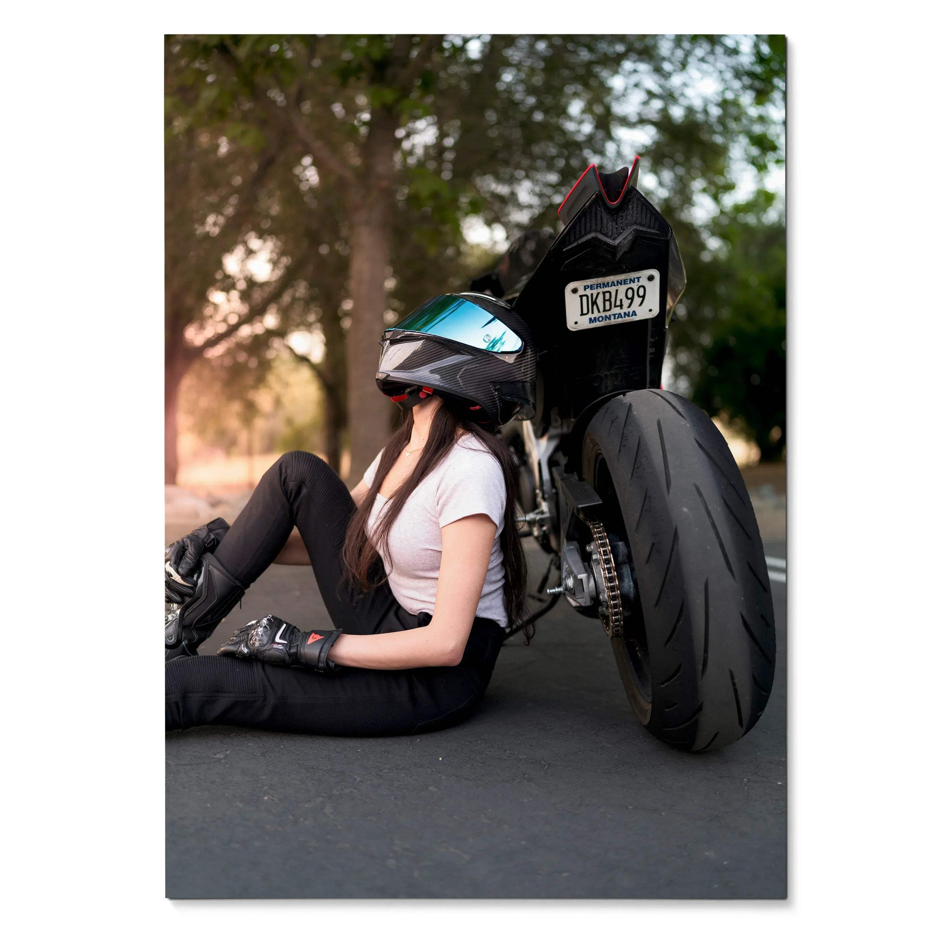 Biker Poster #106 - Female | AGV Pista Helmet | Aprilia RSV4 Motorcycle - Throttle Designs