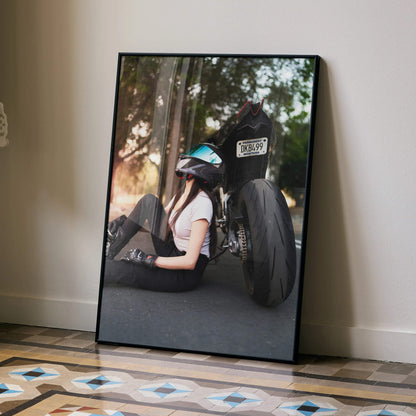 Biker Poster #106 - Female | AGV Pista Helmet | Aprilia RSV4 Motorcycle - Throttle Designs