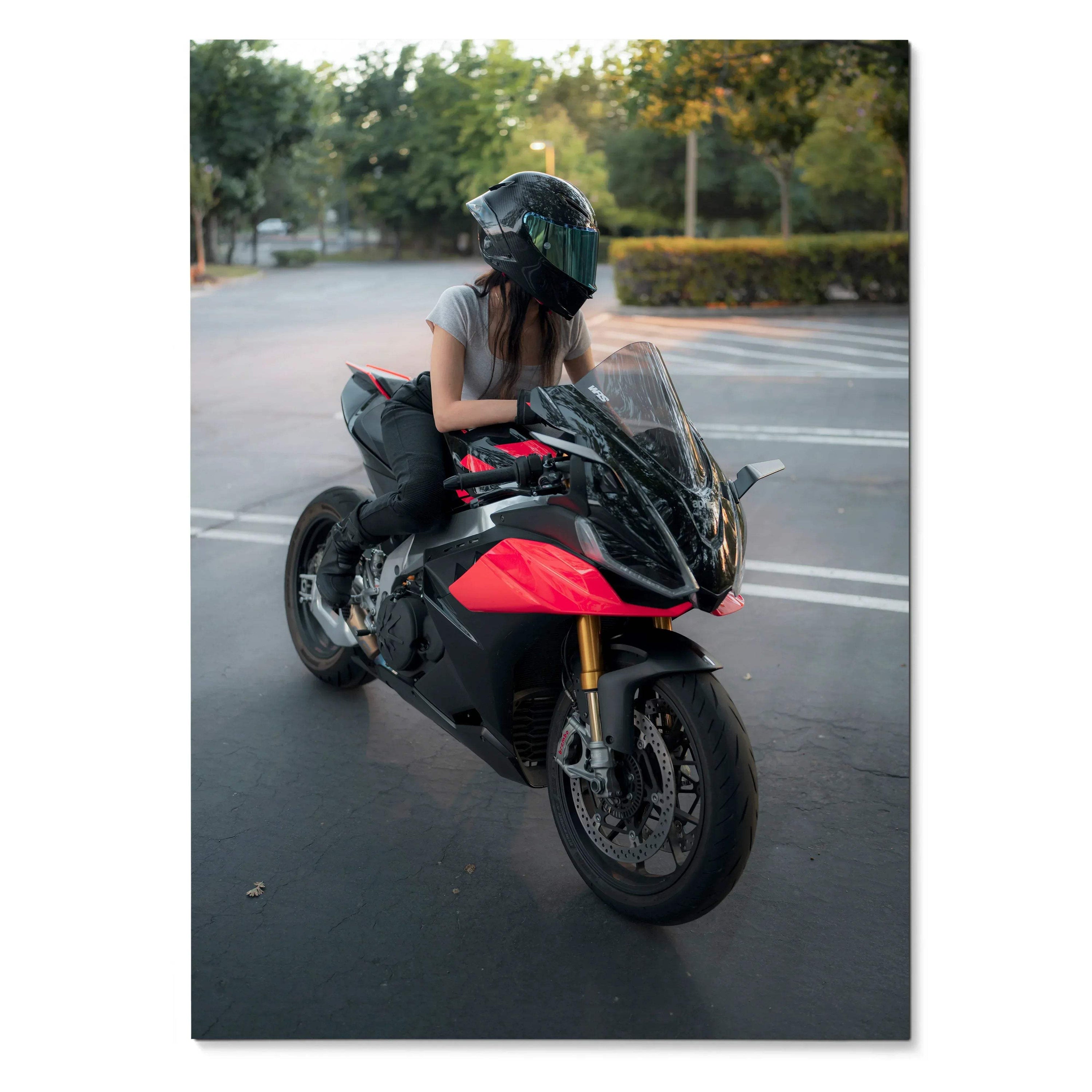 Biker Poster #108 - Female | AGV Pista Helmet | Aprilia RSV4 Motorcycle - Throttle Designs