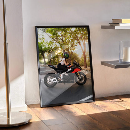 Biker Poster #107 - Female | AGV Pista Helmet | Aprilia RSV4 Motorcycle - Throttle Designs