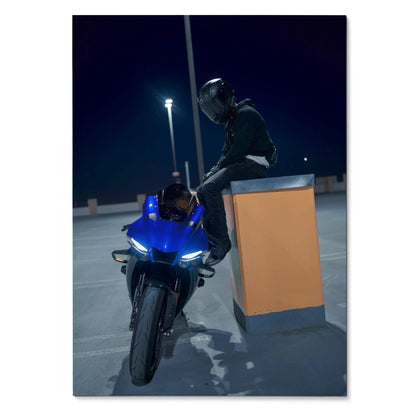 Biker Poster #055 - Male | Bell Race Star DLX Flex Helmet | Yamaha R1 Motorcycle - Throttle Designs