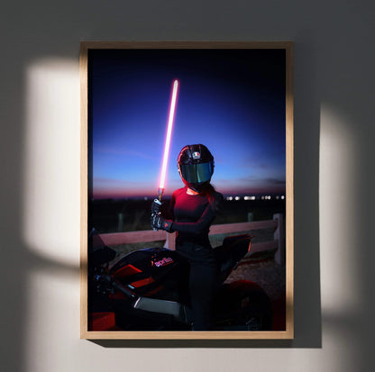 Biker Poster #109 - Female | AGV Pista Helmet | Aprilia RSV4 Motorcycle | Star Wars Inspired Theme - Throttle Designs