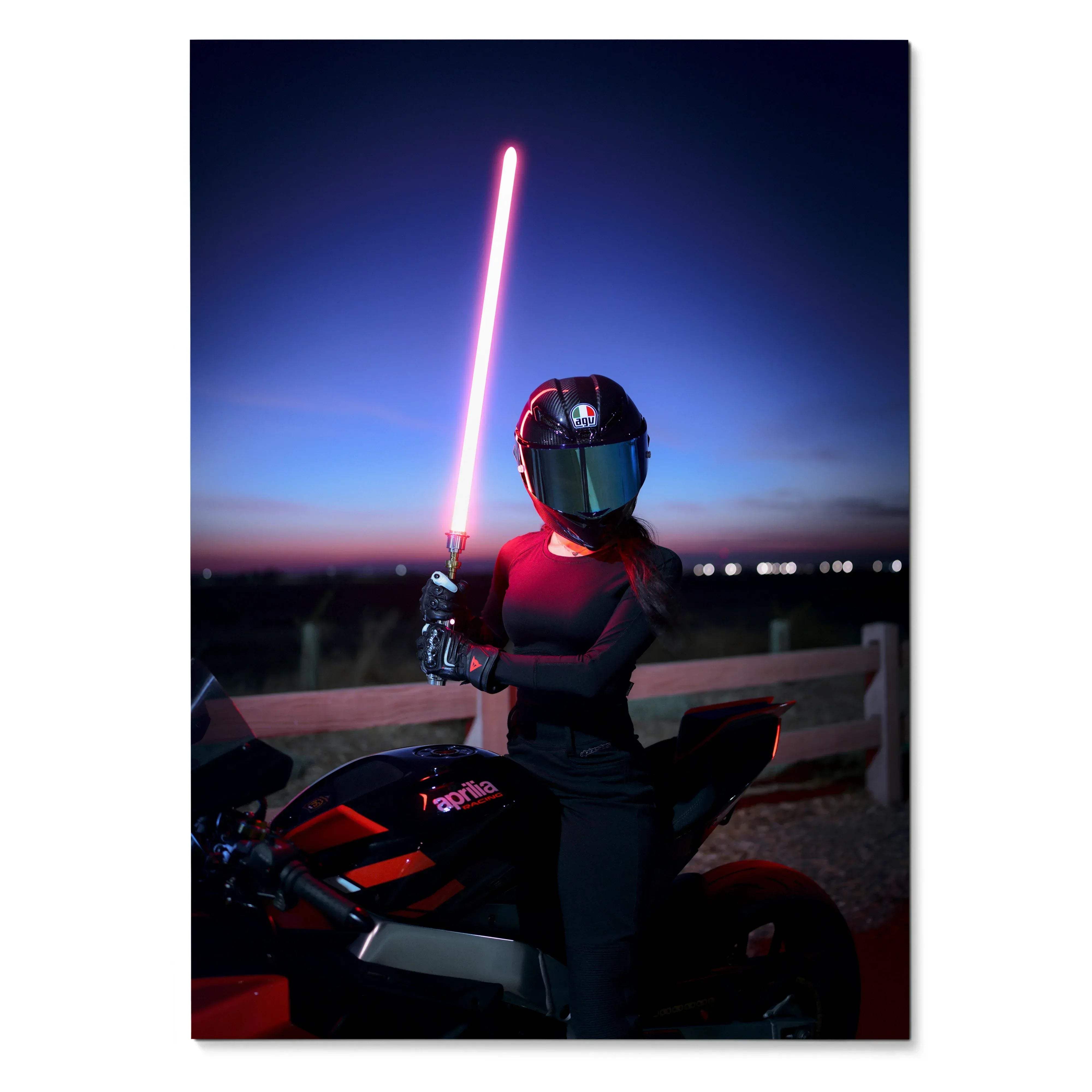 Biker Poster #109 - Female | AGV Pista Helmet | Aprilia RSV4 Motorcycle | Star Wars Inspired Theme - Throttle Designs