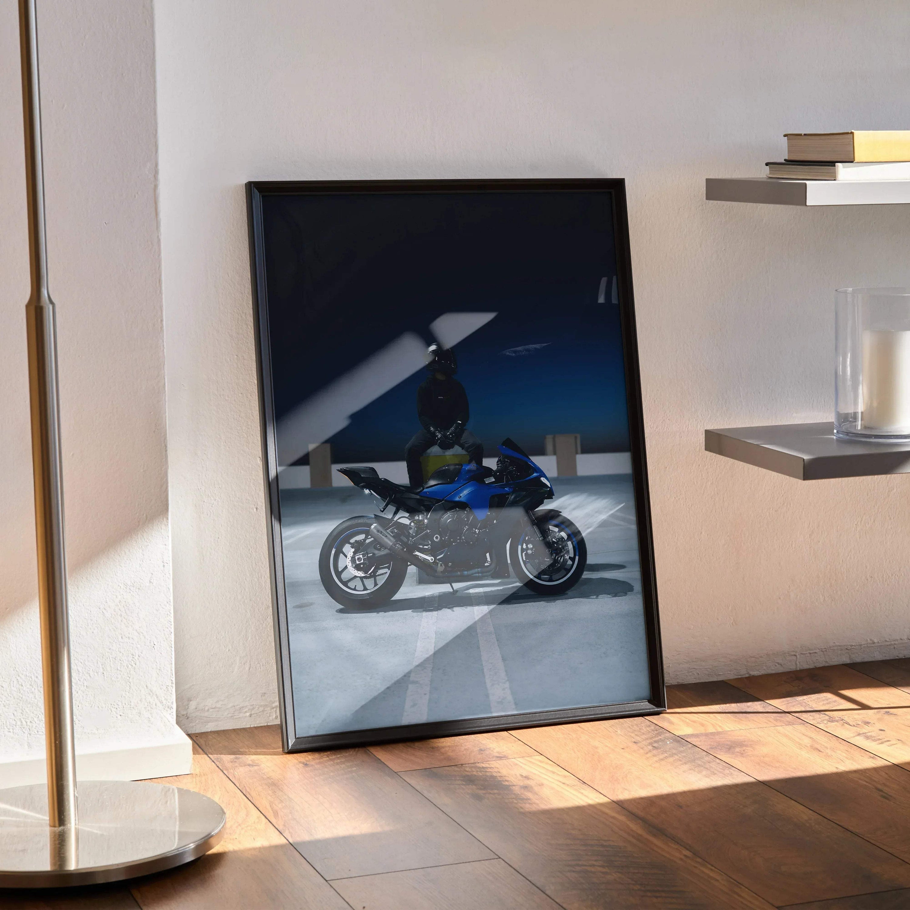 Biker Poster #057 - Male | Bell Race Star DLX Flex Helmet | Yamaha R1 Motorcycle - Throttle Designs