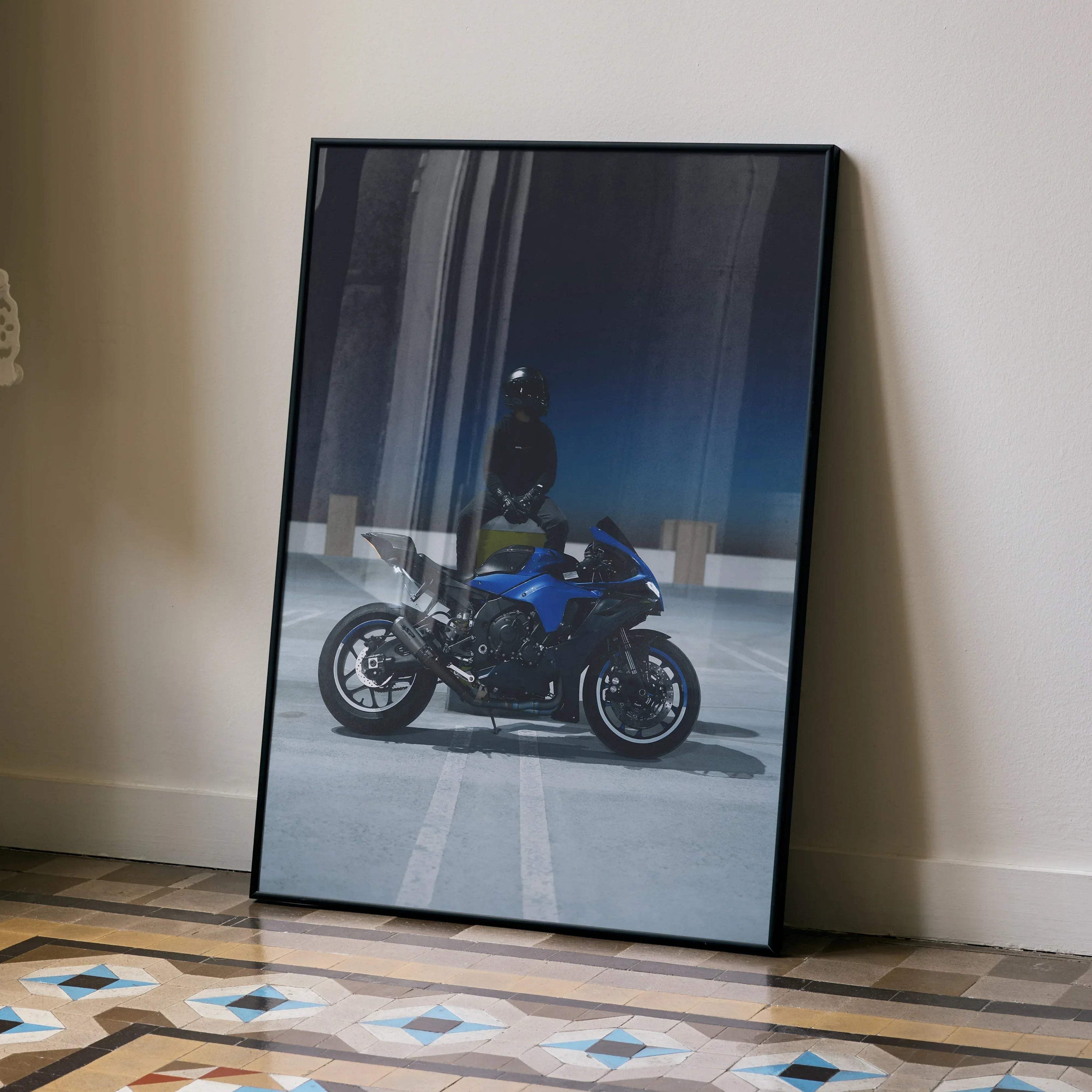 Biker Poster #057 - Male | Bell Race Star DLX Flex Helmet | Yamaha R1 Motorcycle - Throttle Designs