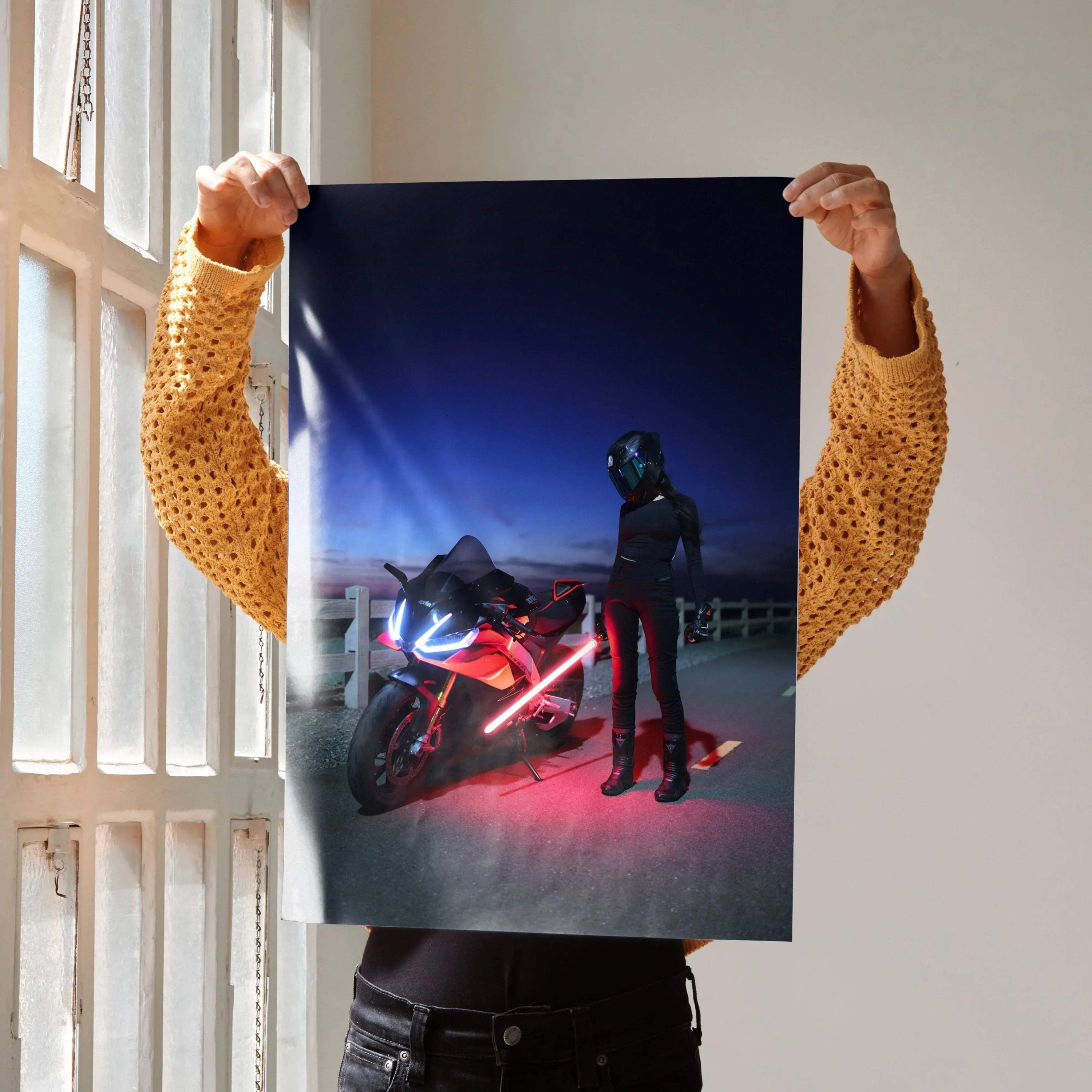 Biker Poster #110 - Female | AGV Pista Helmet | Aprilia RSV4 Motorcycle | Star Wars Inspired Theme - Throttle Designs