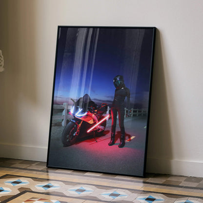 Biker Poster #110 - Female | AGV Pista Helmet | Aprilia RSV4 Motorcycle | Star Wars Inspired Theme - Throttle Designs