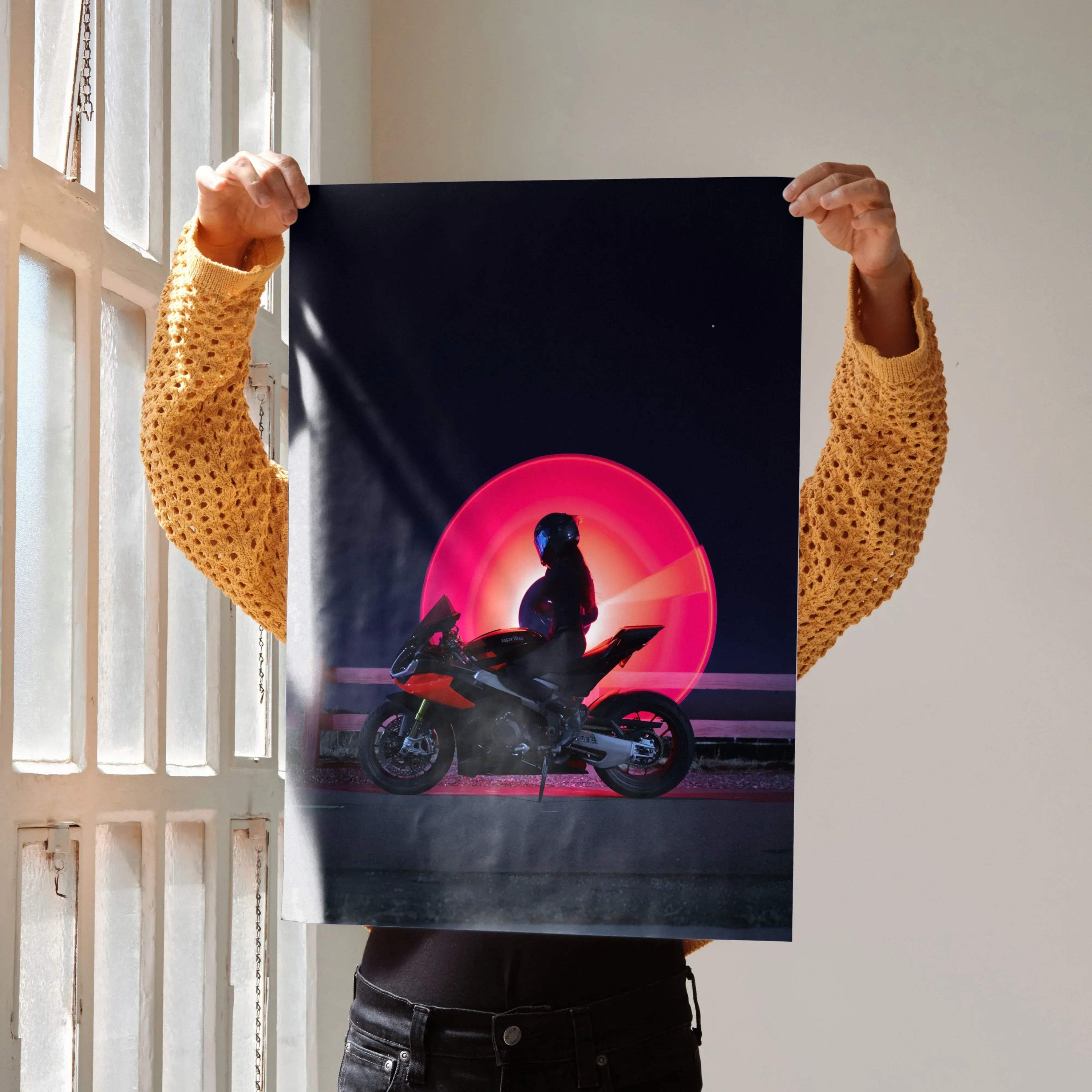 Biker Poster #112 - Female | AGV Pista Helmet | Aprilia RSV4 Motorcycle | Star Wars Inspired Theme - Throttle Designs