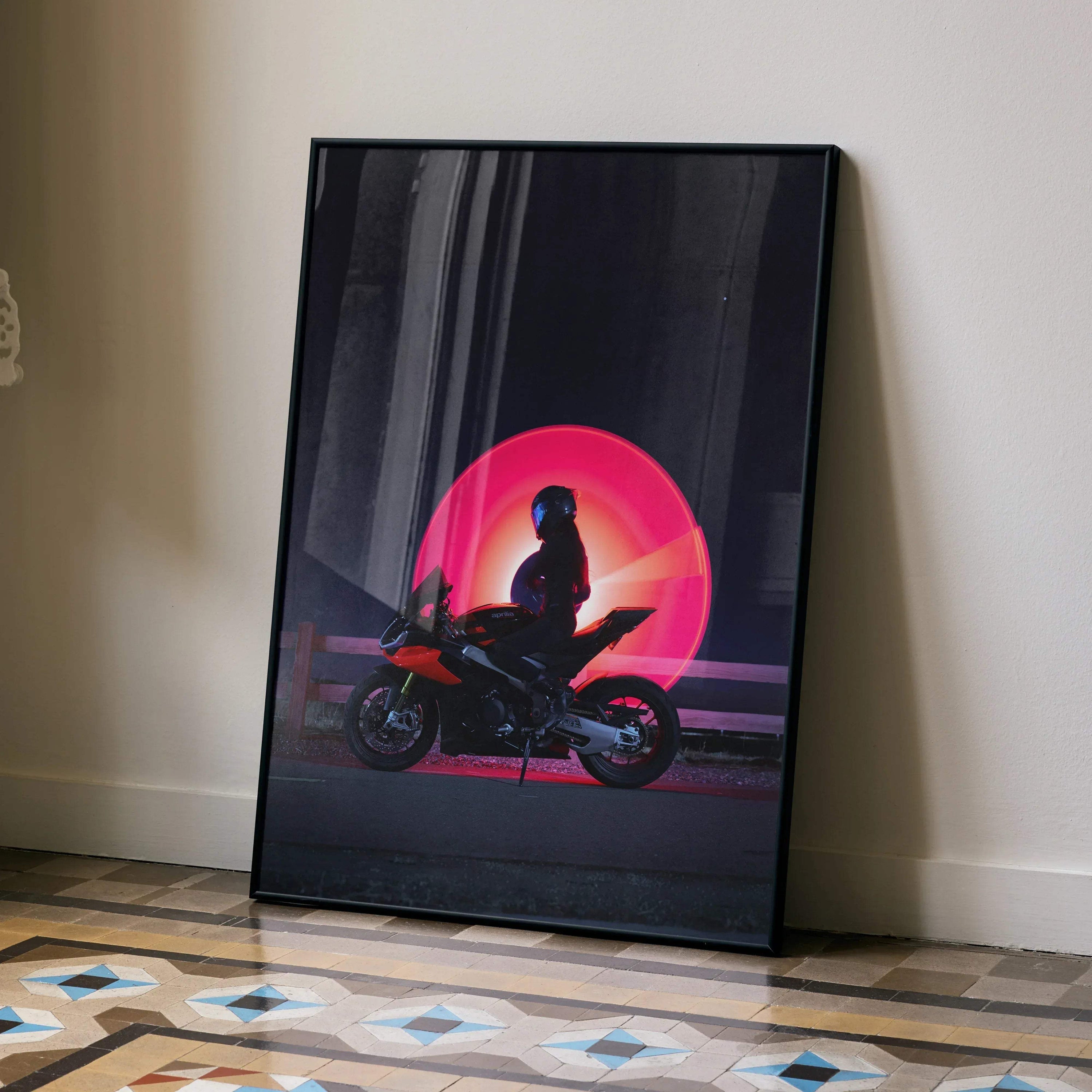 Biker Poster #112 - Female | AGV Pista Helmet | Aprilia RSV4 Motorcycle | Star Wars Inspired Theme - Throttle Designs