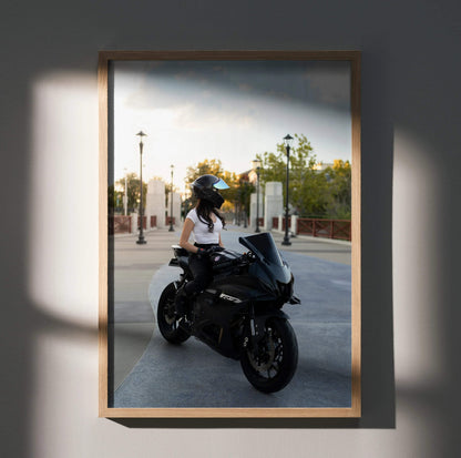 Biker Poster #117 - Female | AGV Pista Helmet | Yamaha R7 Motorcycle - Throttle Designs