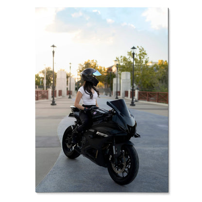 Biker Poster #117 - Female | AGV Pista Helmet | Yamaha R7 Motorcycle - Throttle Designs