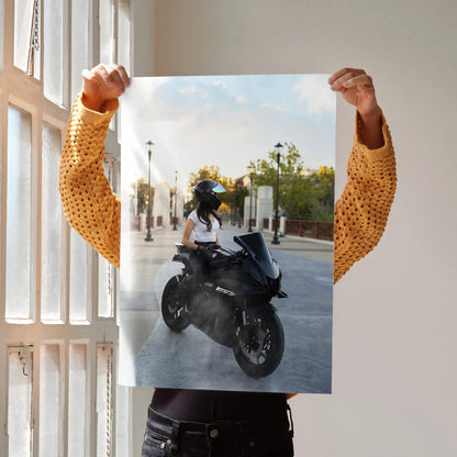 Biker Poster #117 - Female | AGV Pista Helmet | Yamaha R7 Motorcycle - Throttle Designs