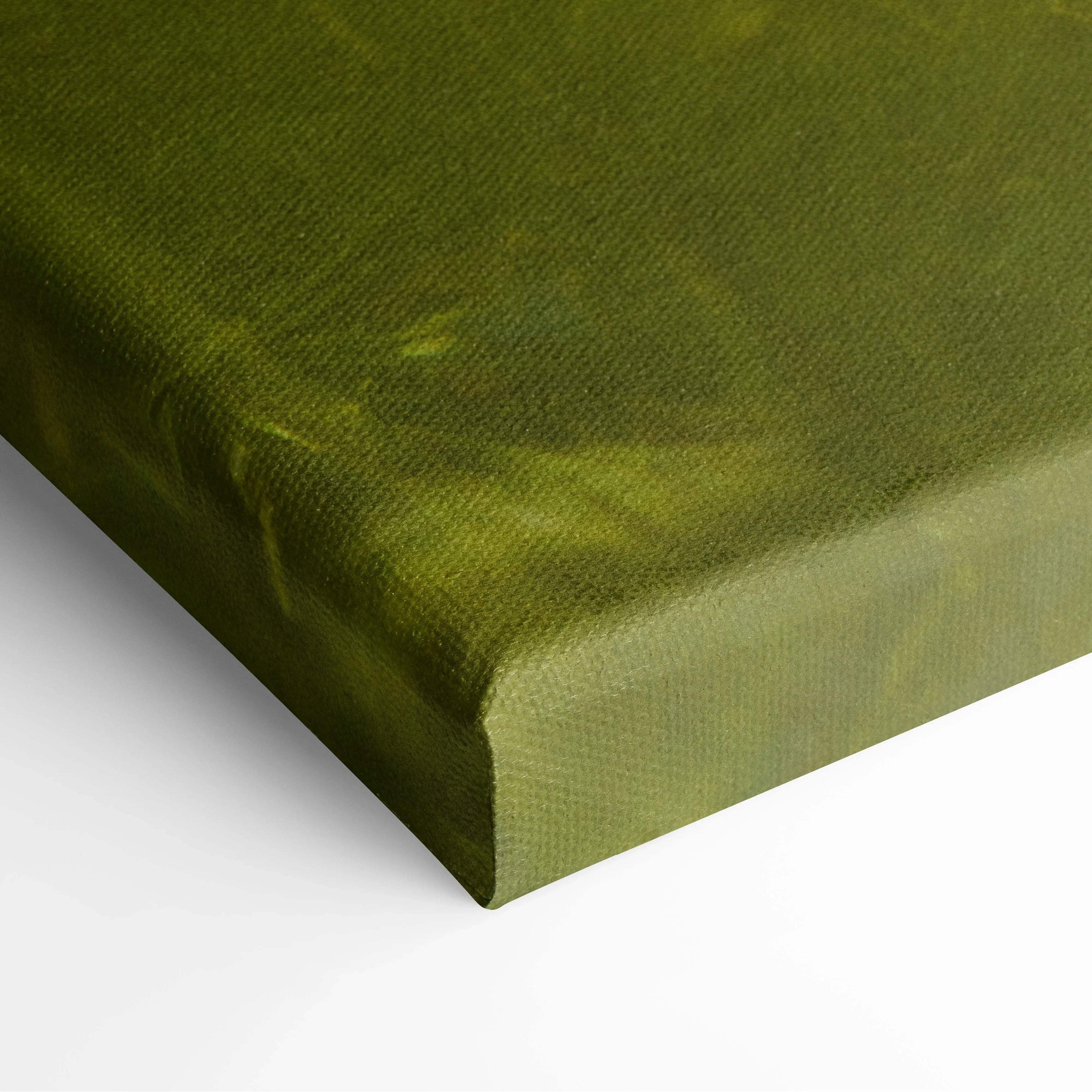Green-toned canvas wall art with subtle abstract texture and smooth wrapped edges.