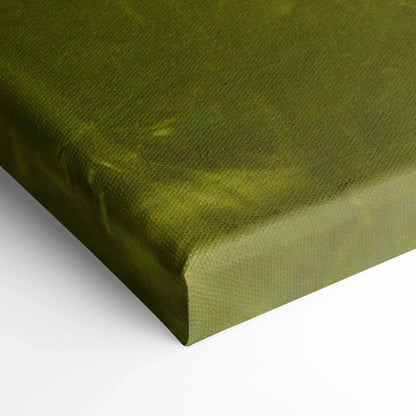 Green-toned canvas wall art with subtle abstract texture and smooth wrapped edges.